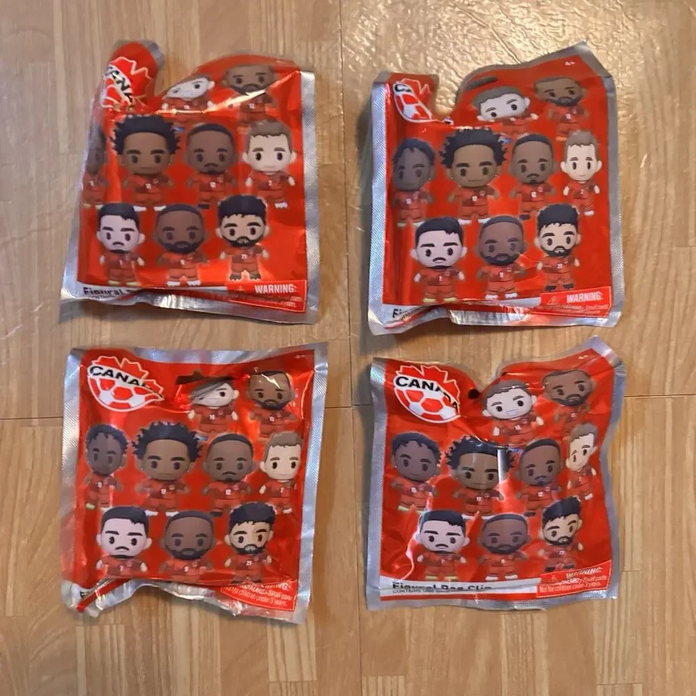 Lot of 4 Canada Soccer Mens National Team 3D Foam Figural Bag Clip Blind Bag NEW
